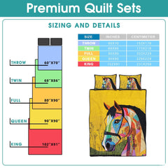 Horse Patchwork Pattern Quilt, Animal Farmhouse Quilt Set Patchwork Style, Premium Pattern Printed Quilts, Bedding Present for Mother Christmas