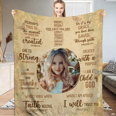 Sunflower Christian scripture Bible verses photo blanket showing faith design view 1
