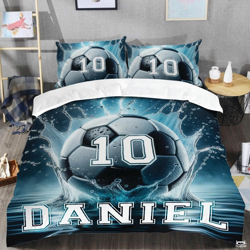 Custom Soccer Player Custom Name Number Comforter Set, Boys Room Decor