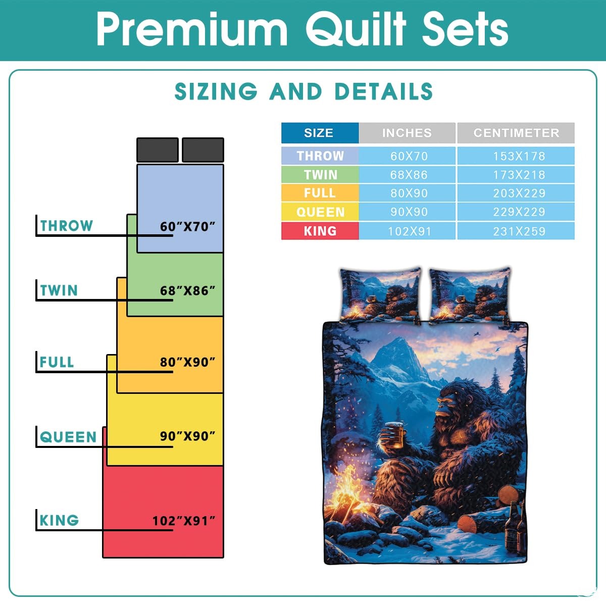 Personalized Bigfoot by Campfire Bedding Quilt Sets