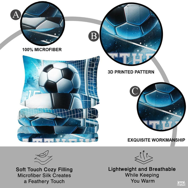 Custom Soccer Ball Goal Net Comforter Set, Machine Washabl - Design 13
