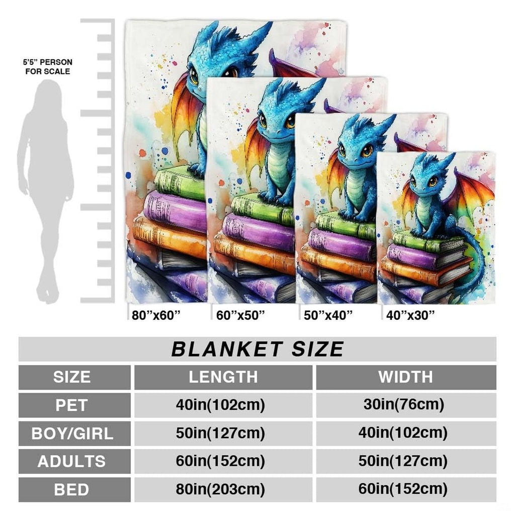 Bedroom lifestyle setting showing the whimsical dragon storybook blanket styled on a bed.