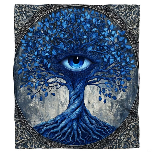 Mystic tree bedding artwork showing twisted branches and an ornate circular filigree border.