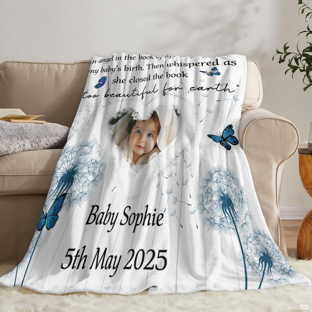 Lifestyle setting displaying the butterfly throw blanket neatly folded on an armchair.
