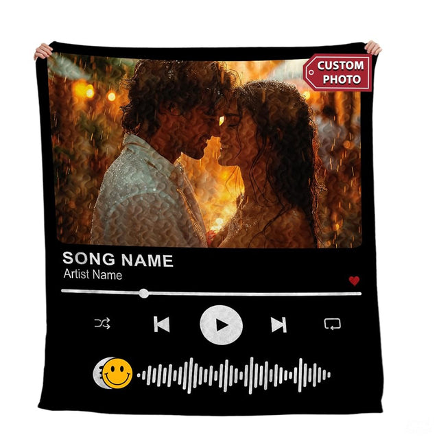 Personalized and Romance Music Player Interface Quilt with Photo