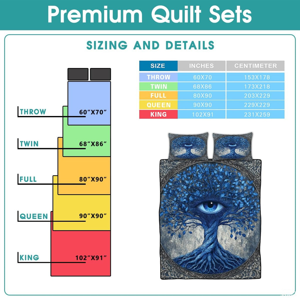 Custom Celtic Tree of Life Quilt Set with Fantasy Central Eye Artwork