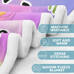 Detailed multi-panel view of fairytale unicorn graphic blanket