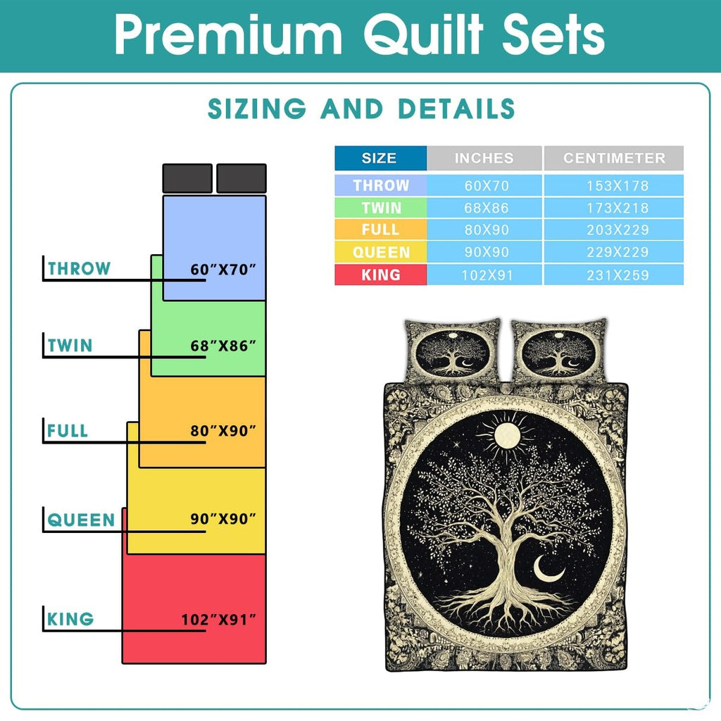 Personalized Vintage Yggdrasil Tree of Life Quilt Sets