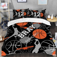 Personalized Basketball Players and Hoops Comforter with Name and Number