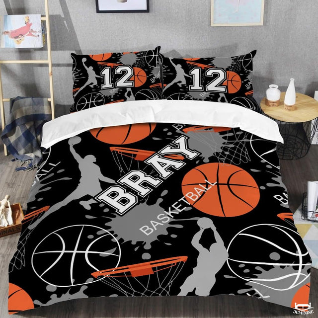 Personalized Basketball Players and Hoops Comforter with Name and Number