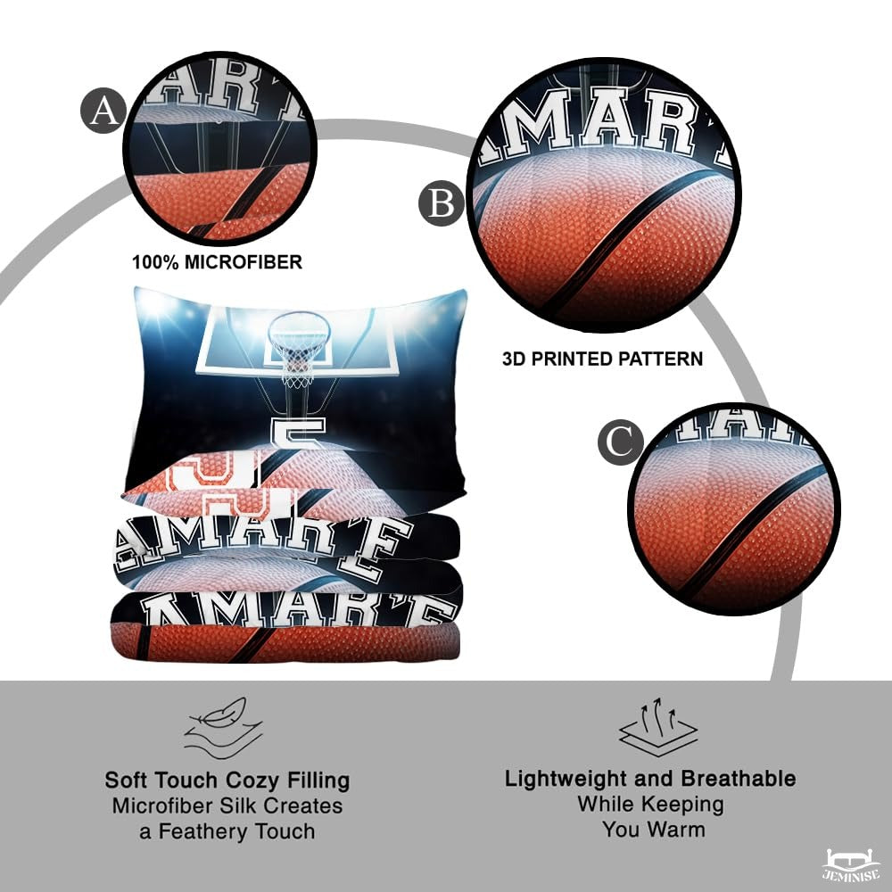 Personalized Basketball Below Hoop Comforter with Name and Number Design 1