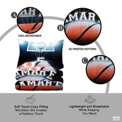 Personalized Basketball Below Hoop Comforter with Name and Number Design 1