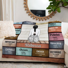 Personalized Christian Woman Affirmation Bible Verse Throw Blanket