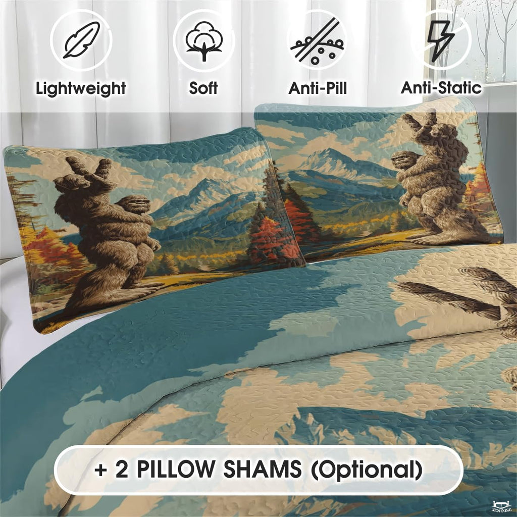 Personalized Bigfoot Peace Sign Mountain Landscape Quilt Sets