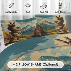 Personalized Bigfoot Peace Sign Mountain Landscape Quilt Sets