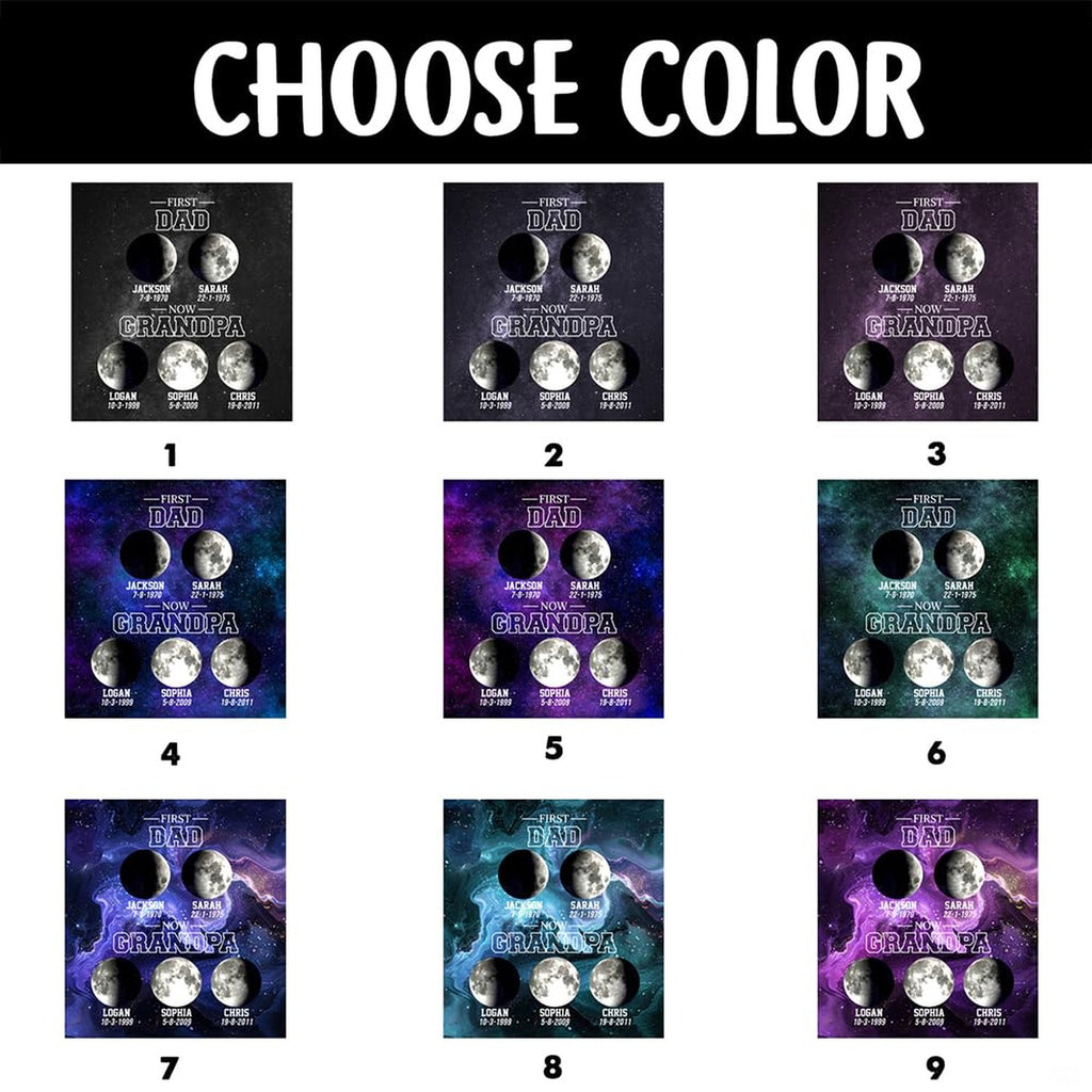 First dad now grandpa moon phase celestial blanket showing lunar discs on starry cosmos view 3