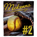 Fastpitch softball infield bat and glove blanket on diamond dirt