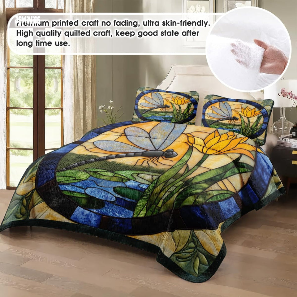 Jeminise Cat Farmhouse Quilt Set, Cozy Animal Bedding