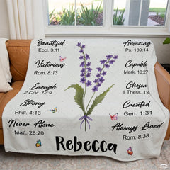 Personalized Christian Lavender Butterfly Blanket, Lightweight