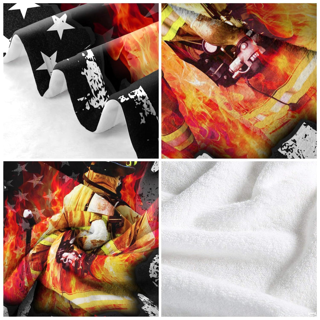 Stylized firefighter bedding for adults with vivid yellow and fiery red tones arranged in a contemporary bedroom.