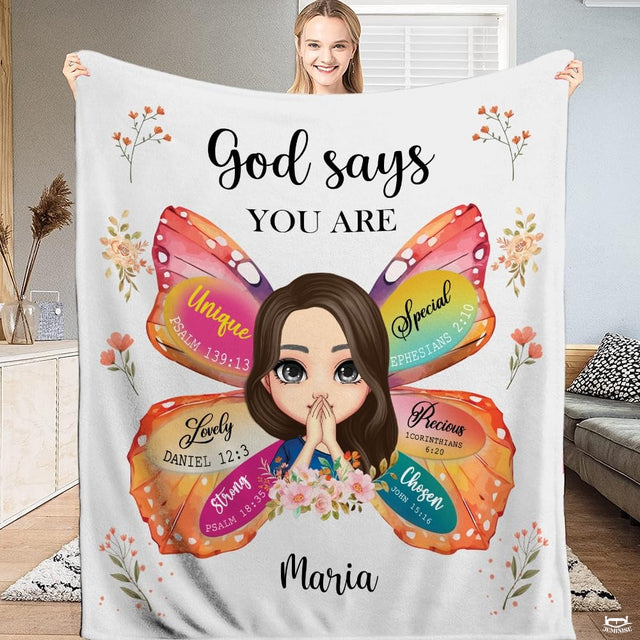 Personalized Butterfly Wings Christian Scripture Throw Blanket