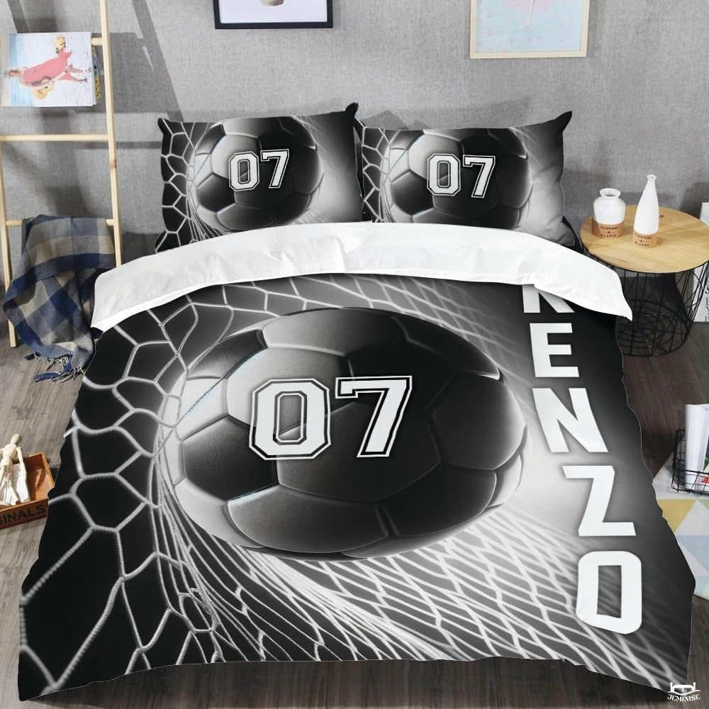 Custom Soccer Net with Number 07 Comforter Set, Machine Washable