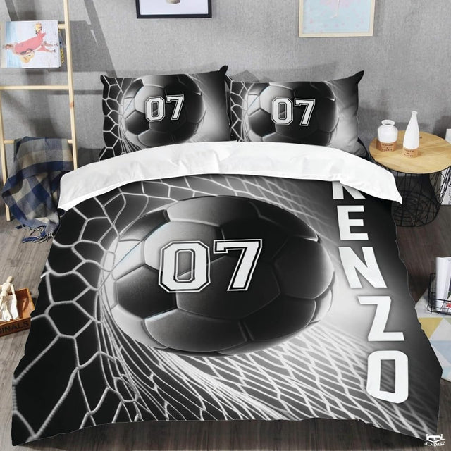 Custom Soccer Net with Number 07 Comforter Set, Machine Washable