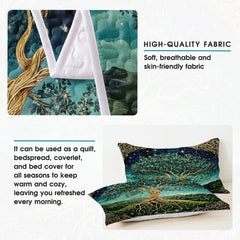 Celtic and Fantasy Quilt Set with Twisting Tree Trunk And Exposed Roots