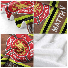 Close-up view of the Maltese cross emblem and clean edge finish on the blanket