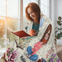Jeminise Customized Reading Blanket for Book Lovers, Personalized Daughter Gift