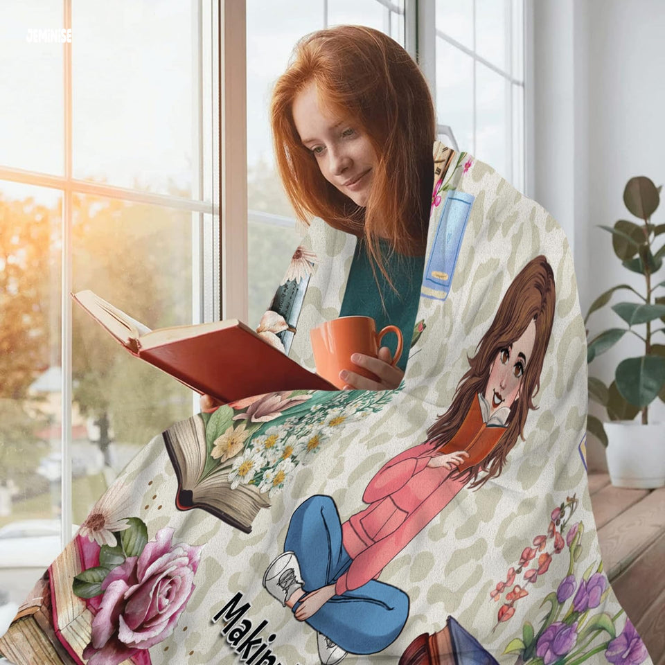 Jeminise Customized Reading Blanket for Book Lovers, Personalized Daughter Gift