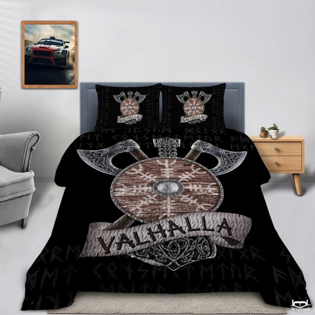 Norse Mythology Viking Shield with Crossed Axes Quilt