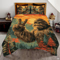 Personalized Bigfoot Peace Sign Sunset Quilt Sets, Machine Washable