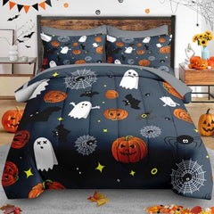 Pamnest Twin Halloween Comforter Set with Sheets, 5 Pieces Funny Bedding