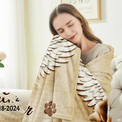 Size chart illustration demonstrating dimensions for dog memorial throw blankets