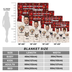 Christmas pet family throw blanket view 8 highlighting couple and pet portraits, bedtime pillows, and red plaid