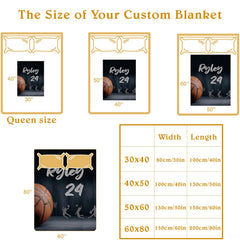 Personalized Basketball Close Up Blanket with Name and Number