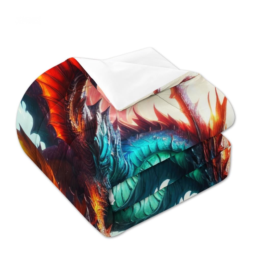 Jeminise Dragon on Cliff Comforter Set, Fantasy Bedding