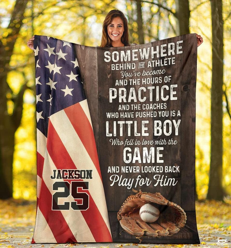 Custom Name Catcher Batter Baseball Baseball Throw, Baseball Blanket Gift Baseball Bedding Gift for Adult, Christmas New Years Gift for Baseball Player, Pitcher Gift (Baseball Design 11)