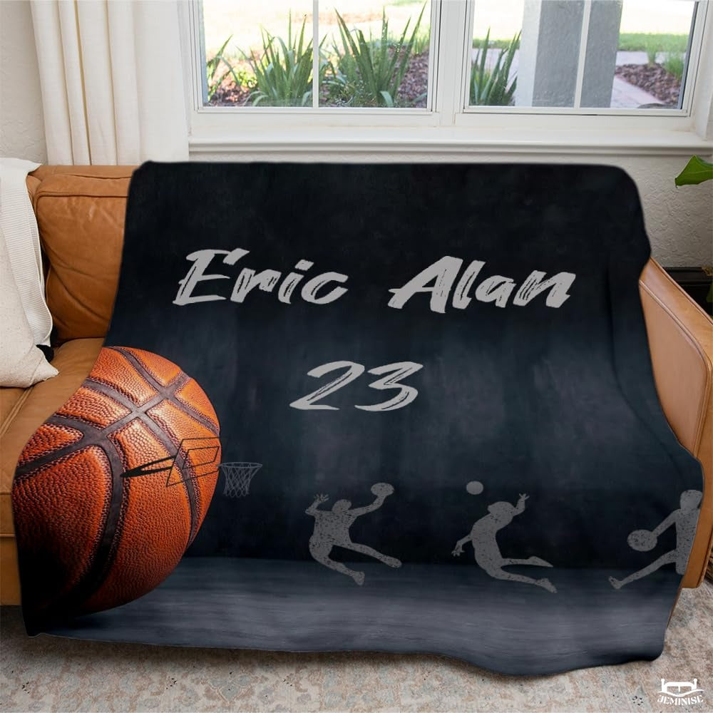 Personalized Basketball Close Up Blanket with Name and Number