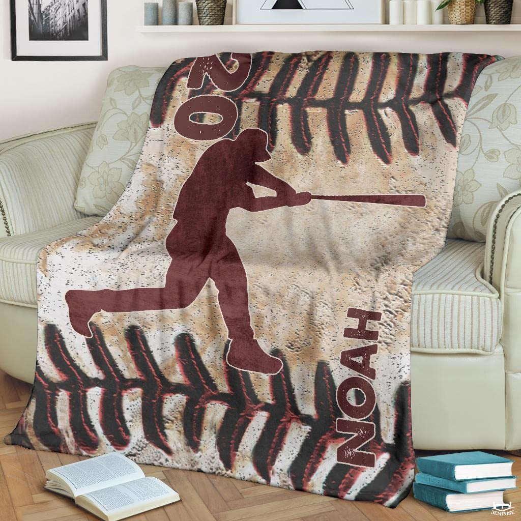 Custom Name Catcher Batter Baseball Baseball Throw, Baseball Blanket Gift Baseball Bedding Gift for Adult, Christmas New Years Gift for Baseball Player, Pitcher Gift (Baseball Design 21)
