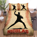 Personalized Baseball Bedding Full Size Flag Custom Name Duvet Cover Set Sport Decor Sports Comforter Bed Set (Baseball Pitcher)