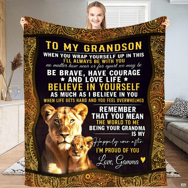Family lion design displayed indoors during a relaxed lifestyle presentation.