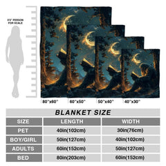 Close up of reading Bigfoot throw blanket highlighting illuminated book glow and Sasquatch fur detail