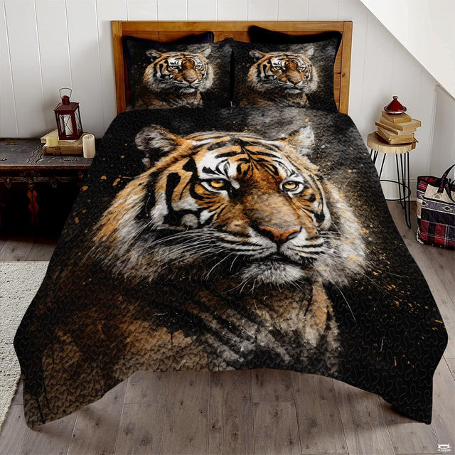 Smoky tiger portrait with amber eyes and gold flecks