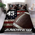 Custom Football Over American Flag Background Comforter