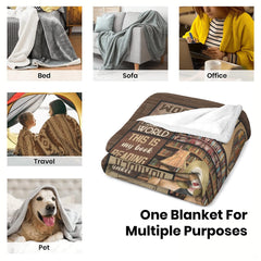 Personalized Blonde Girl Reading Amidst Bookshelves Blanket - Book