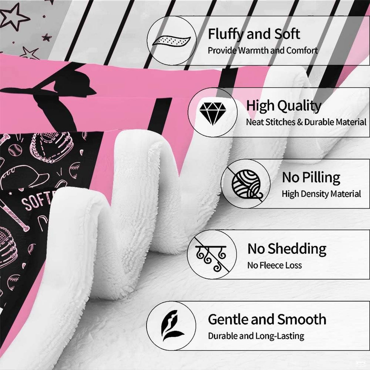 Fastpitch batter patchwork athletic textile folded on bedroom seating