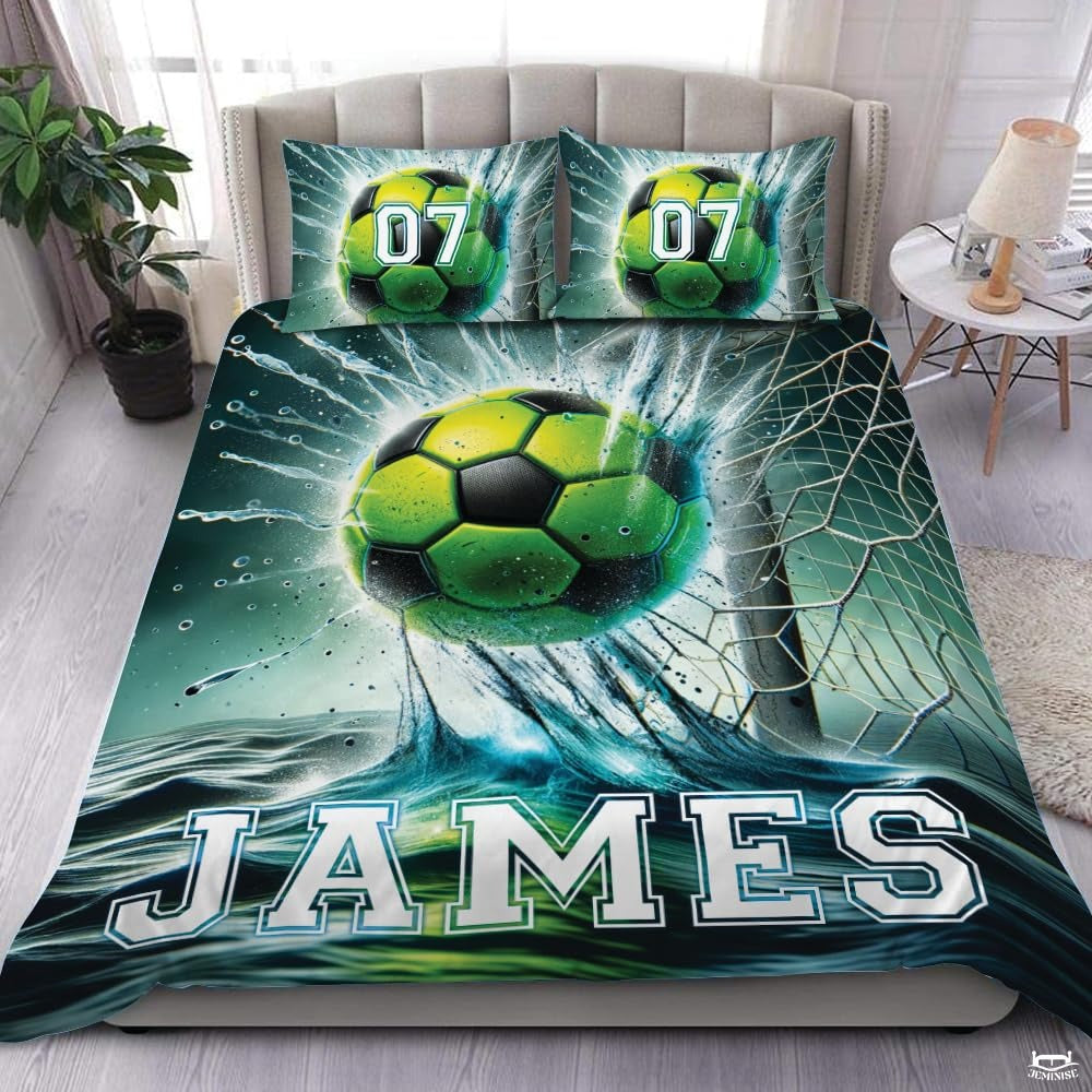 Custom Soccer Goal Splash Bedding Comforter Set, Machine Washable