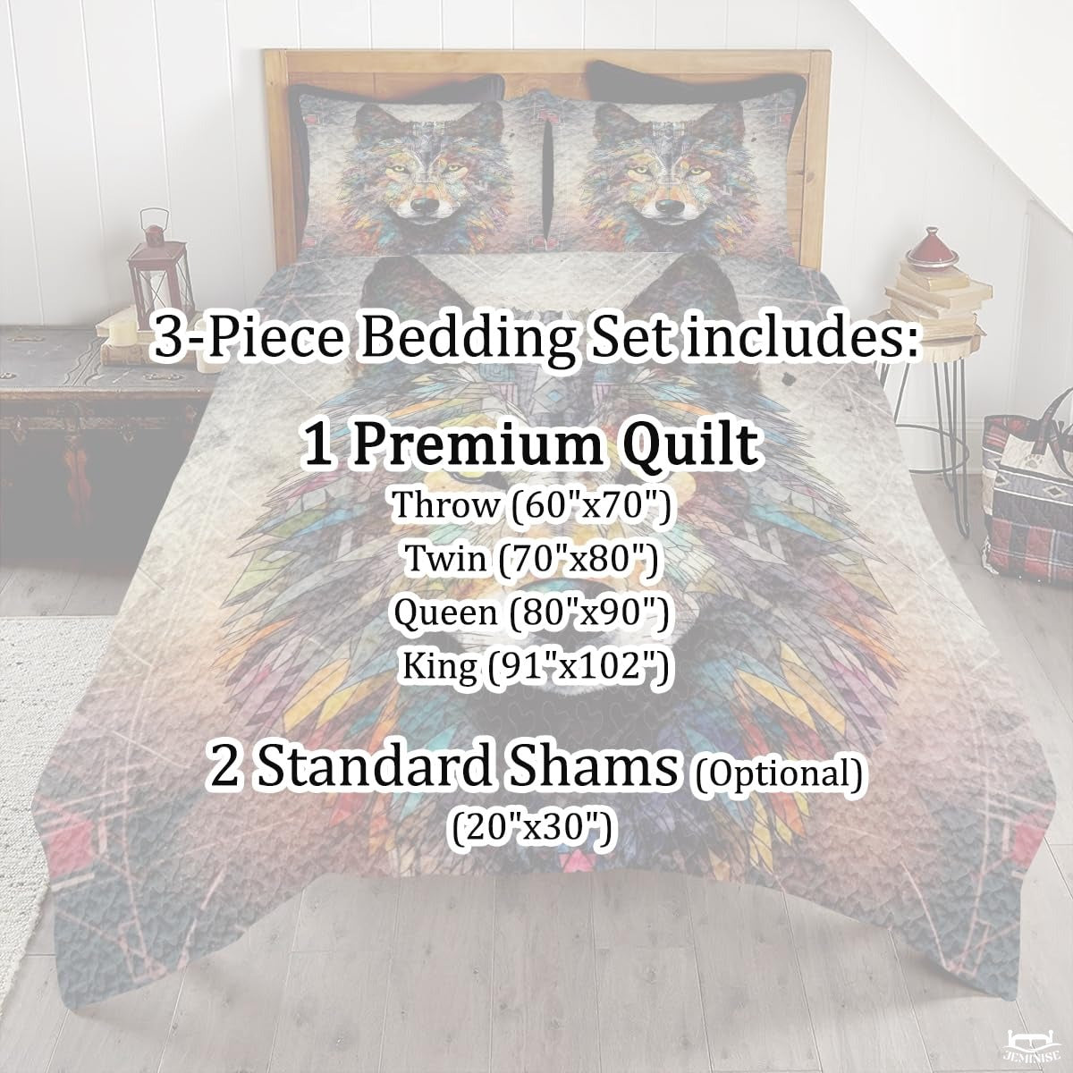 Custom Wildlife Wolf Head Close Up Portrait Comforter